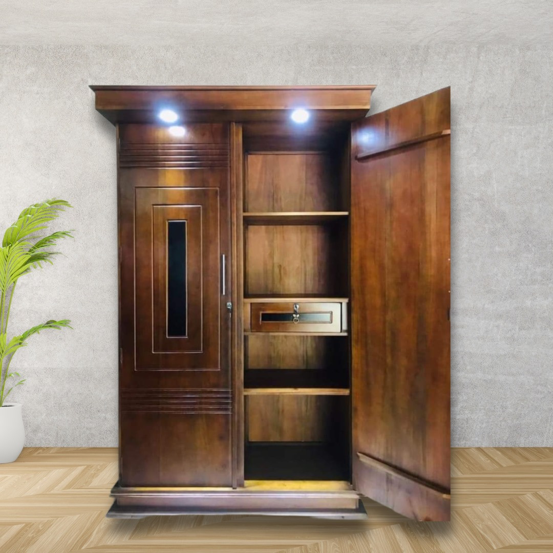 Recta Open Premium Solid 2 Door Teak Wood Wardrobe