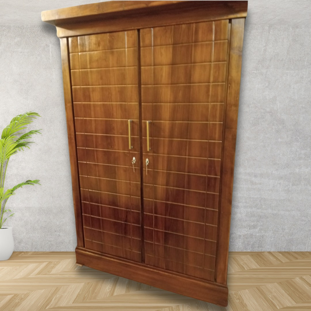 Longi Premium Solid 2 Door Teak Wood Wardrobe
