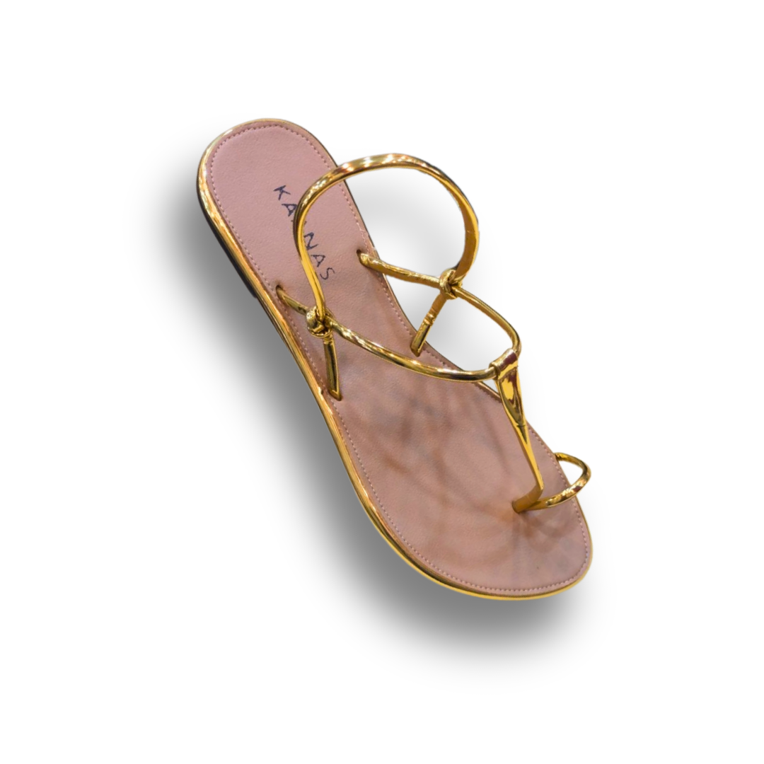 Elegant Flat Metallic Strappy Sandals for Women