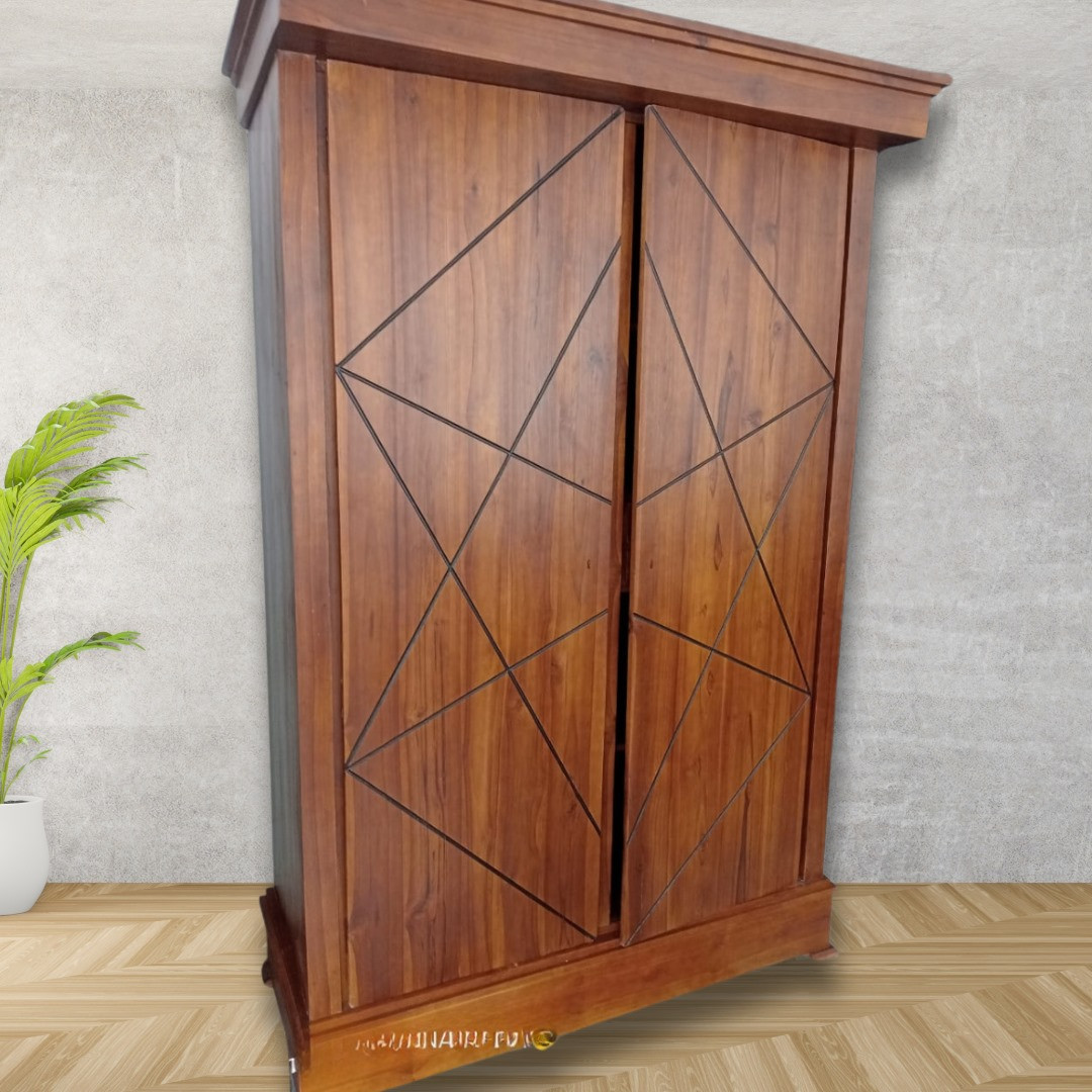 Diagna Premium Solid 2 Door Teak Wood Wardrobe