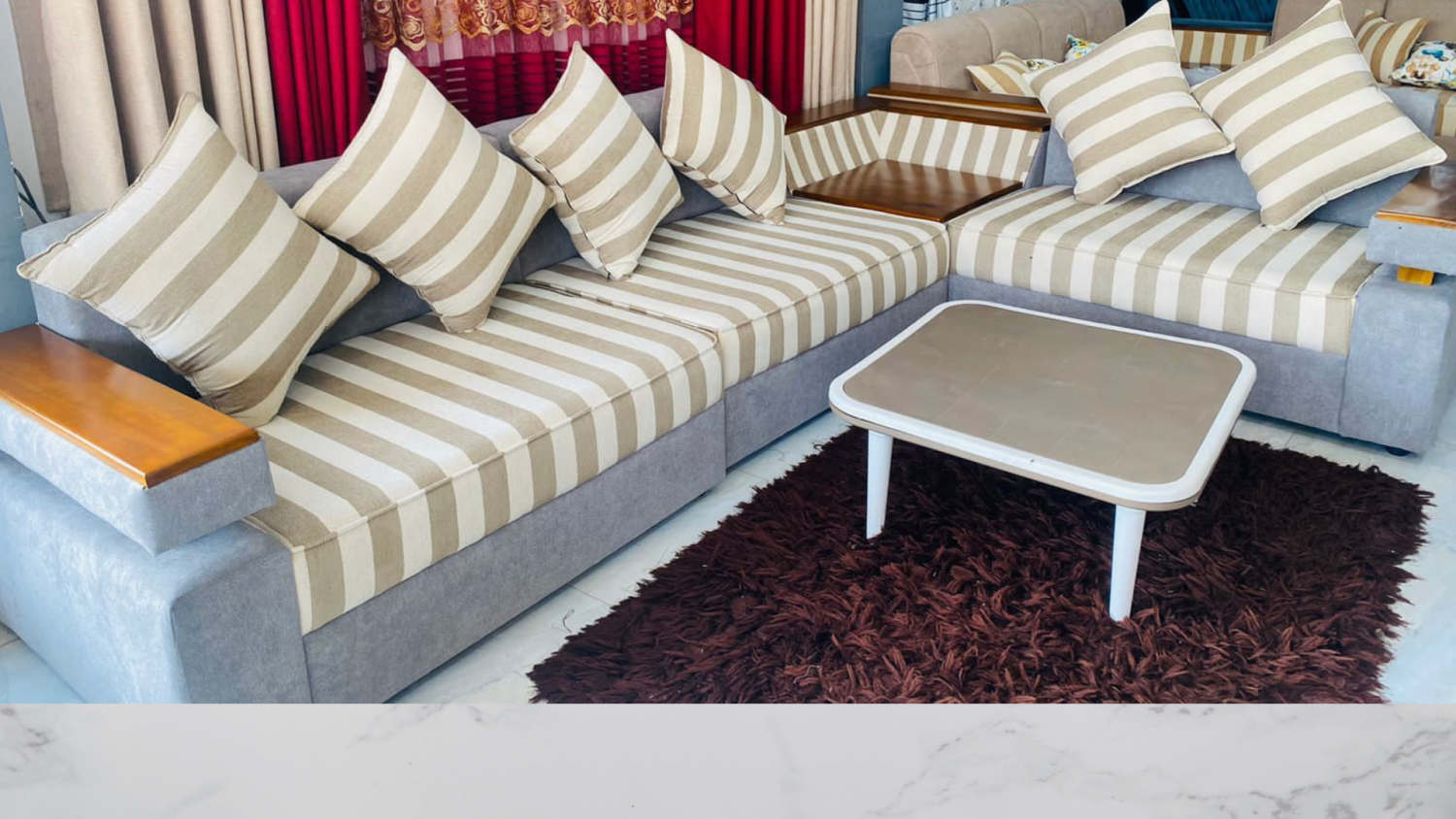 Skyan L Shaped Fabric Sofa